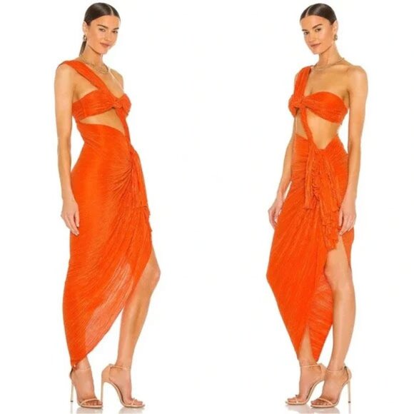 NWT / ALTERED Bronx Blanco Tamala Orange Midi Dress XS - Picture 2 of 11